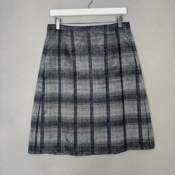 Emporio Armani Dresses & Skirts - Emporio Armani Skirt Womens IT 44 Blue Plaid A-Line Metallic Linen Blend Holiday